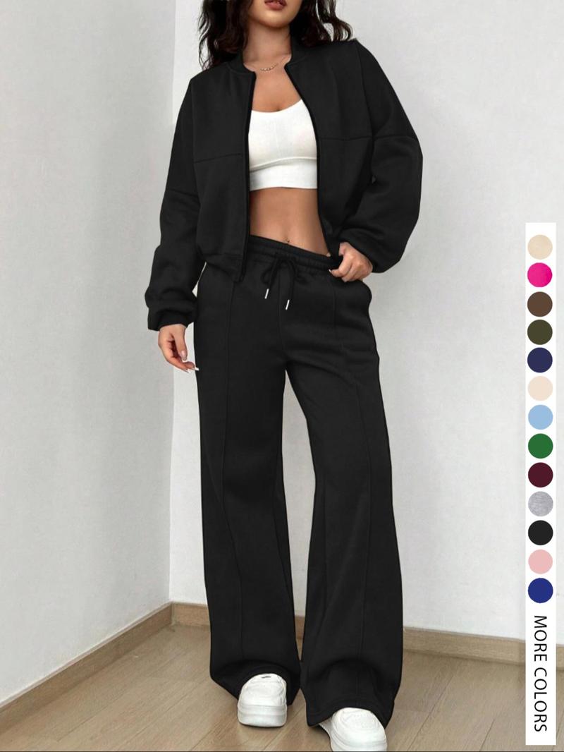 Women's Casual Striped Long Sleeve Zipper Jacket and Pants Set, Airport Wear, Fitted Natural Waist, Regular Length, All Seasons Women's Casual Striped Long Sleeve Zipper Jacket and Pants Set, Airport Wear, Fitted Natural Waist, Regular Length, All Seasons
