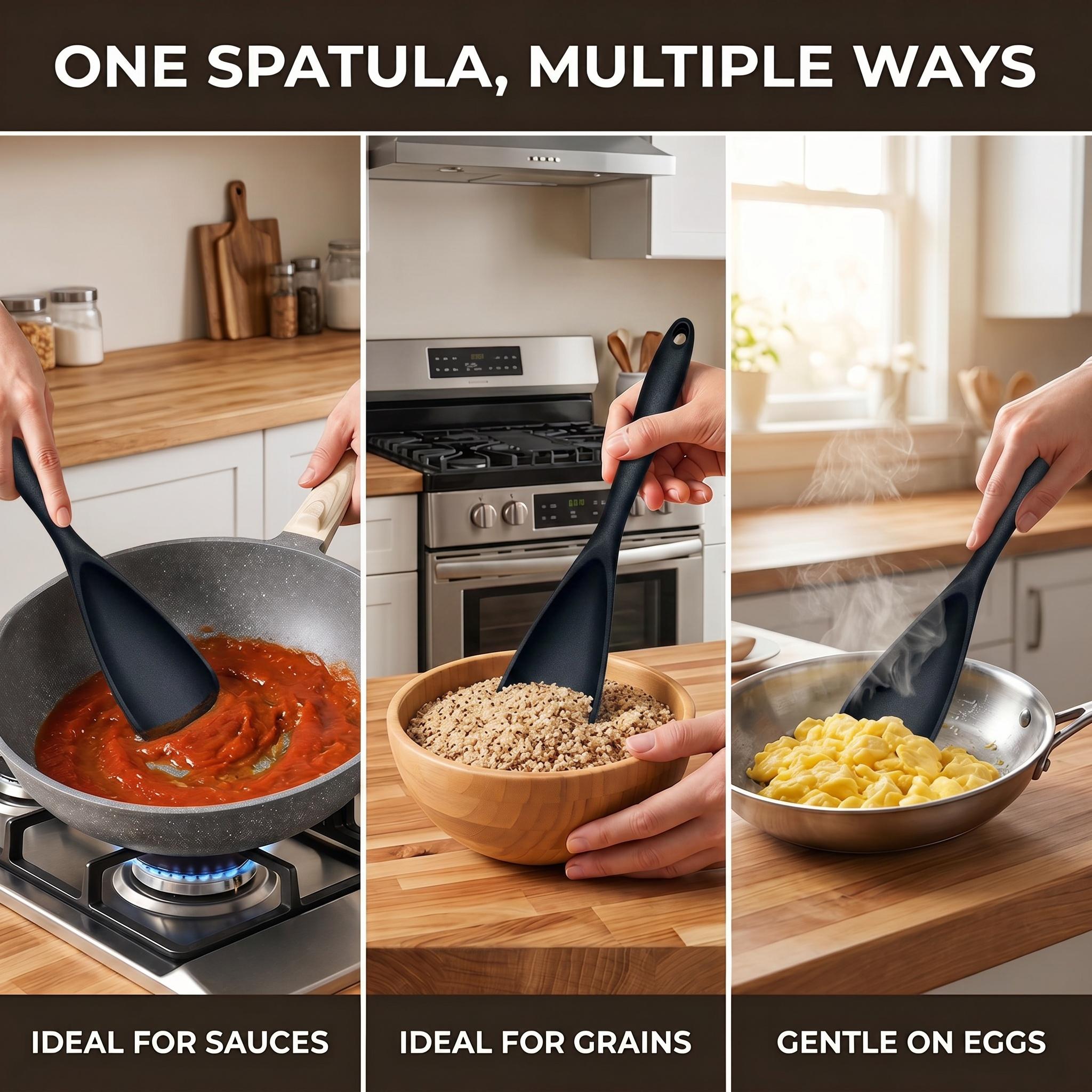 1 PCS Cooking Spoons for Non stick Cookware, Multifunction Spatula Spoon BPA-Free, One-Piece Design, Suitable for Scooping, Scraping, Serving and Mixing-YY0