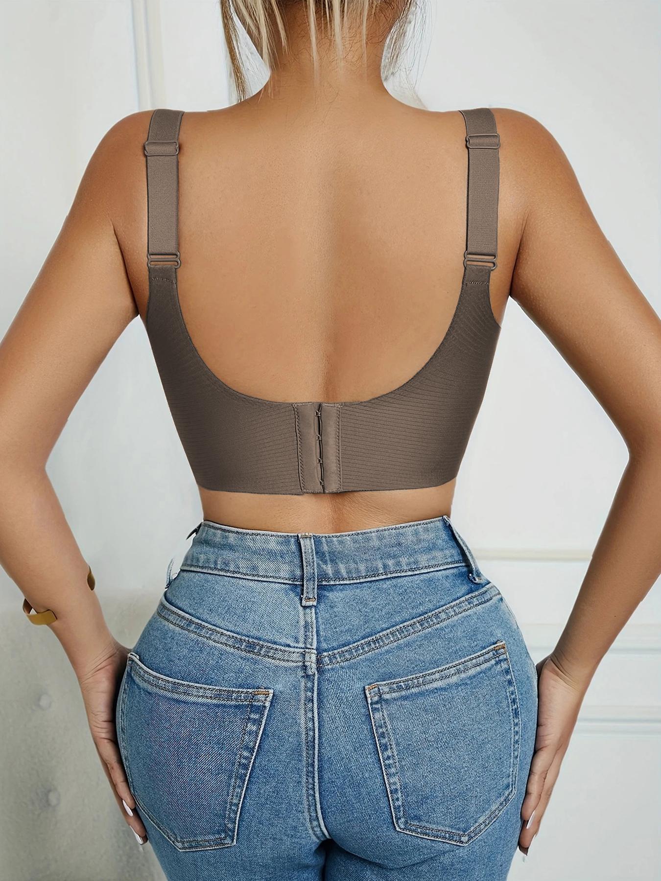 4 Pack Seamless Smooth Wireless Bras for Women, Fit, Full Coverage, Medium Support, Adjustable Straps, Plain Ribbed Design, Ideal for Daily Wear