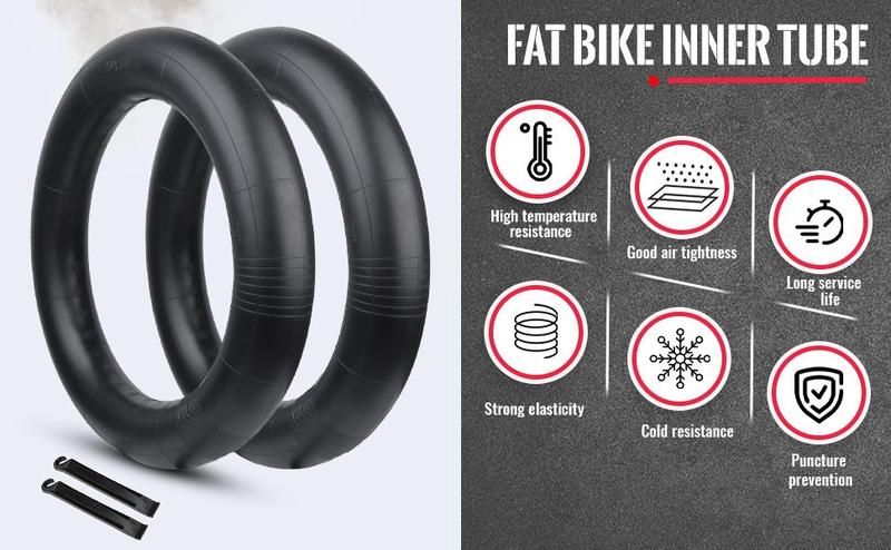 Hycline Fat Bike Inner Tube: 20/26x4.0 Inch 2-Pack Electric Fat Tire Tubes AV 32mm Schrader Valve, Premium Butyl Rubber Puncture Resistant Replacement T
