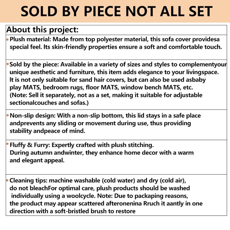 Plush Striped Sofa Cover, 1 Count Non-Slip All-Season Eco-Friendly Sofa Cushion Cover, Pet-Friendly Sofa Slipcover for Living Room and Bedroom Decor