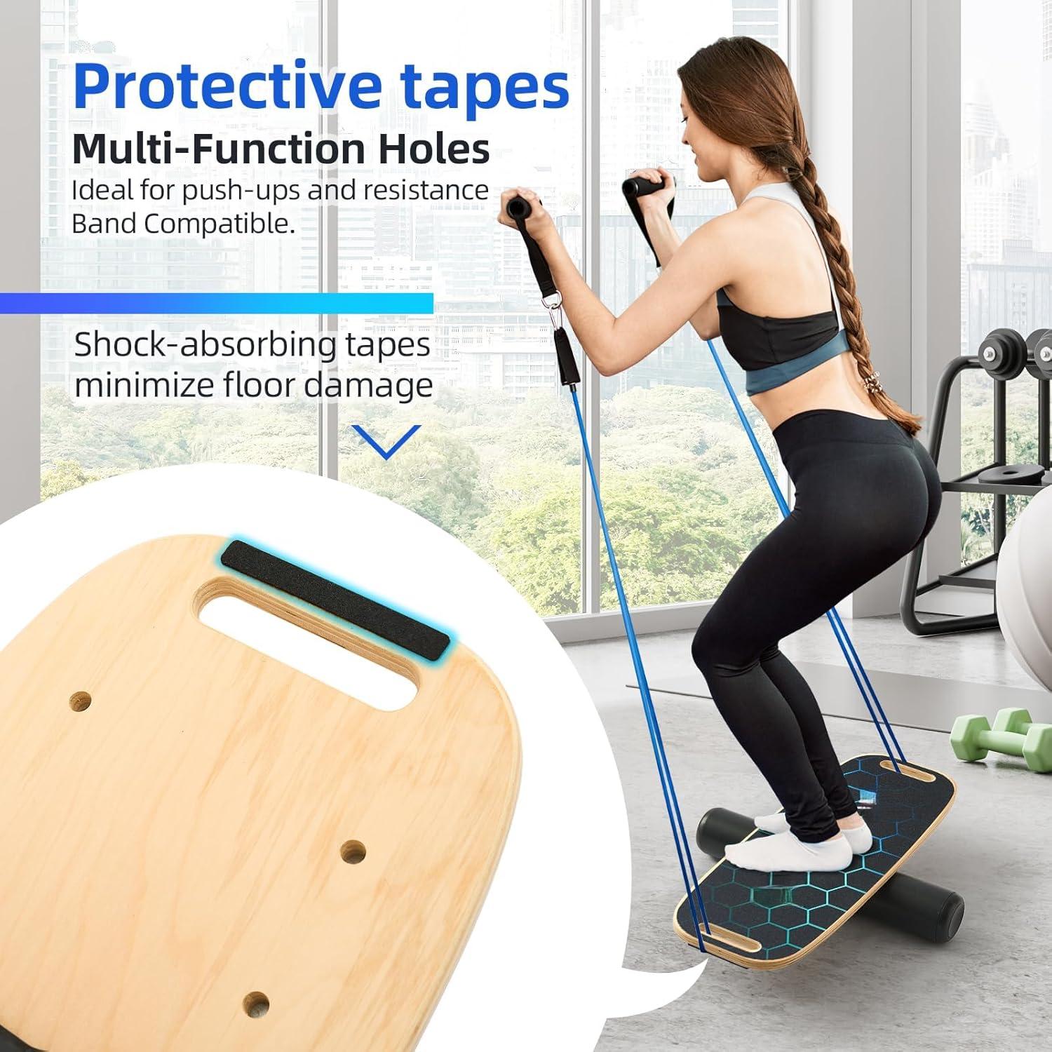Adult Balance Board with Adjustable Stoppers - 3 Modes Roller Exercise Trainer, Lightweight Heavy-Duty Construction, High-Quality Sandpaper Non-Slip Surface, Diverse Training Options for Stability Improvement