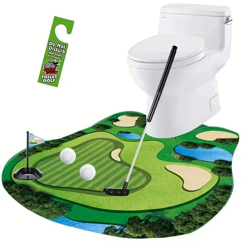 Mini Golf Game Set for Any Bathroom, Engaging Bathroom Accessory, Toilet Game, Perfect Gift for Dad and Husband, Funny Prank Gift for Boyfriend, Fun Accessories, Unique Decoration