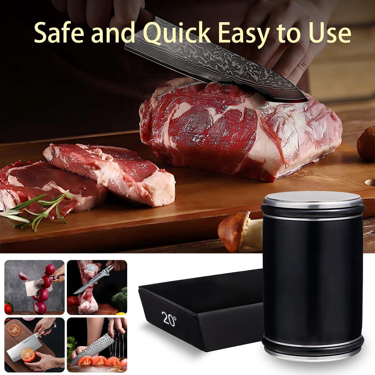 Professional Knife Sharpener Kit – Ceramic & Diamond Steel Knife Sharpener, Rolling Knife Sharpening Tool – 15° & 20° Magnetic Knife Sharpener, Kitchen Knife Sharpener, Knife Making Kit,