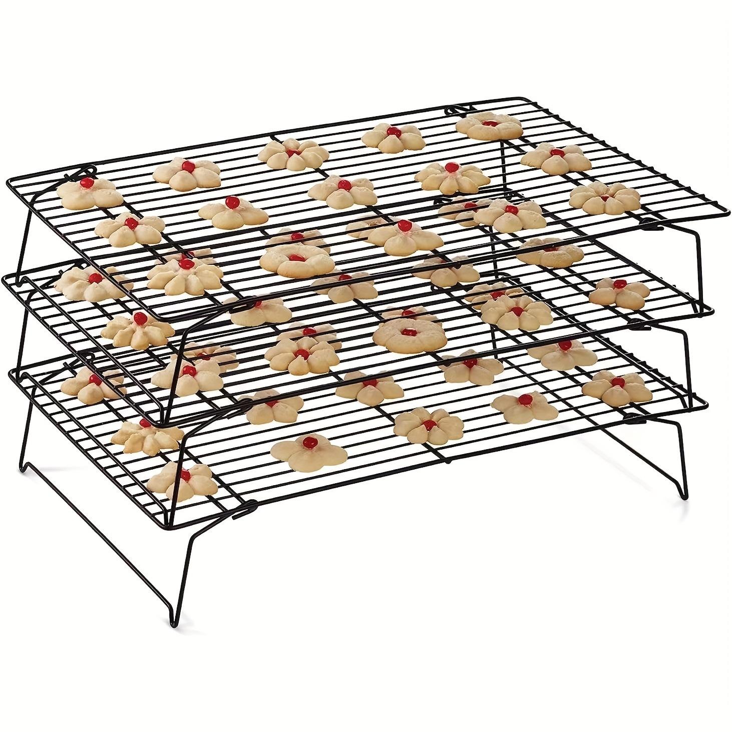 Baking Three-Tier Cake Stand Foldable Bread Cooling Rack Cookie Mesh Non-Stick Cooling Tray for Bakers