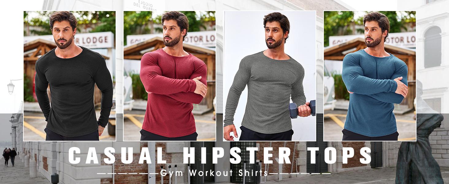COOFANDY Men's 2 Pack Muscle T-Shirt Stretch Long Sleeve Gym Workout Bodybuilding Training Tee Shirts Casual Hipster Tops COOFANDY Men's 2 Pack Muscle T-Shirt Stretch Long Sleeve Gym Workout Bodybuilding Training Tee Shirts Casual Hipster Tops