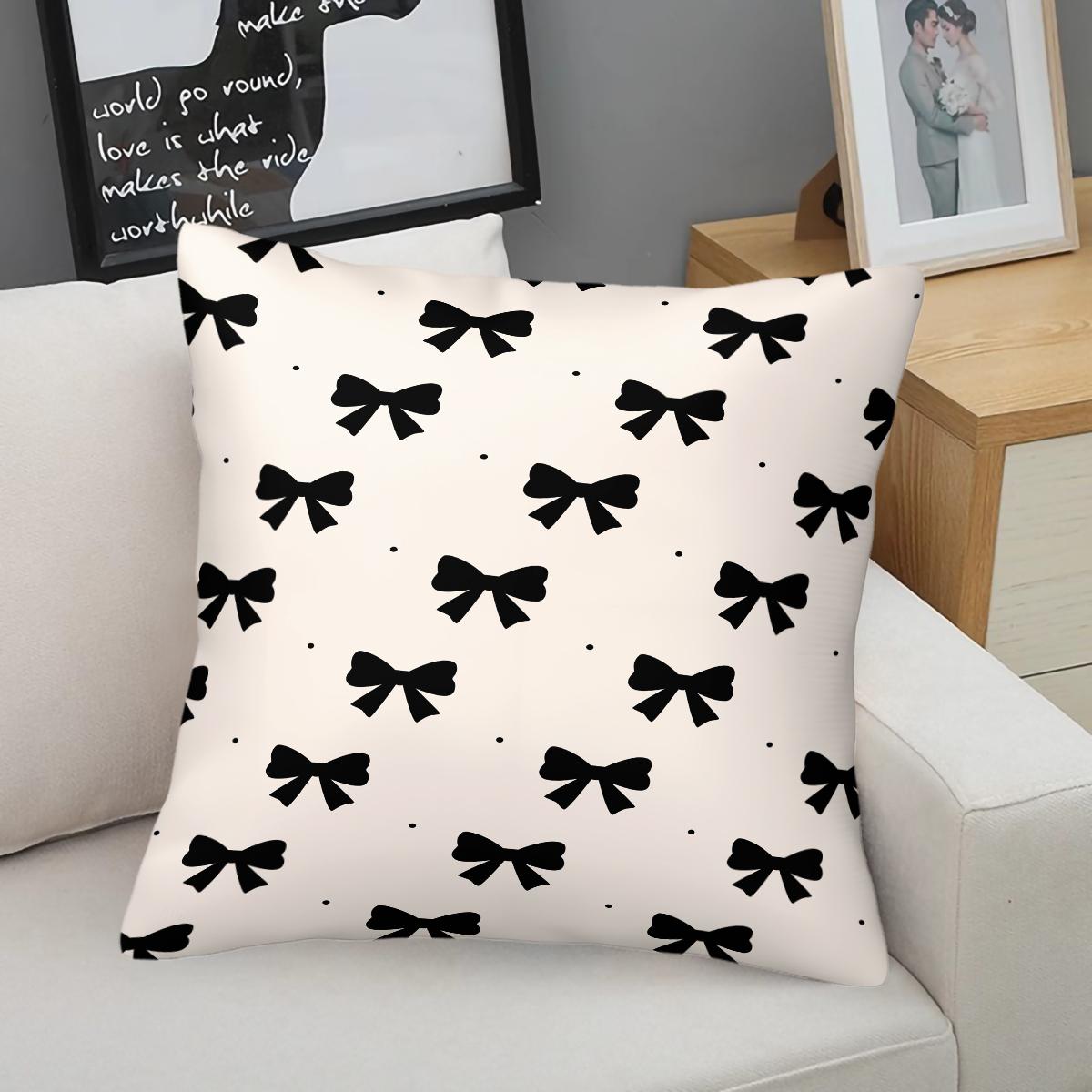 Kawaii Cute Bow Knot Throw Pillow Covers, Pastel Ribbon Decorative Sofa Pillows, Sweet Gift for Teen Girls and Women, with Pillow Insert