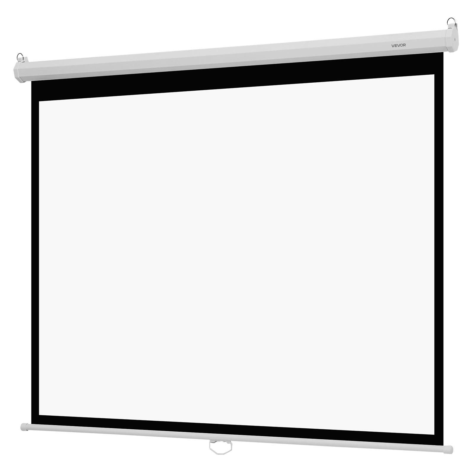 VEVOR Manual Projector Screen, 72 inch 4: 3 4K 1080 HD Retractable Pull Down Projector Screen, Wall Mounted Movie Projection with Pull Rope, Portable Display Projectoin for Family Home Office Theater, Iron, 3D