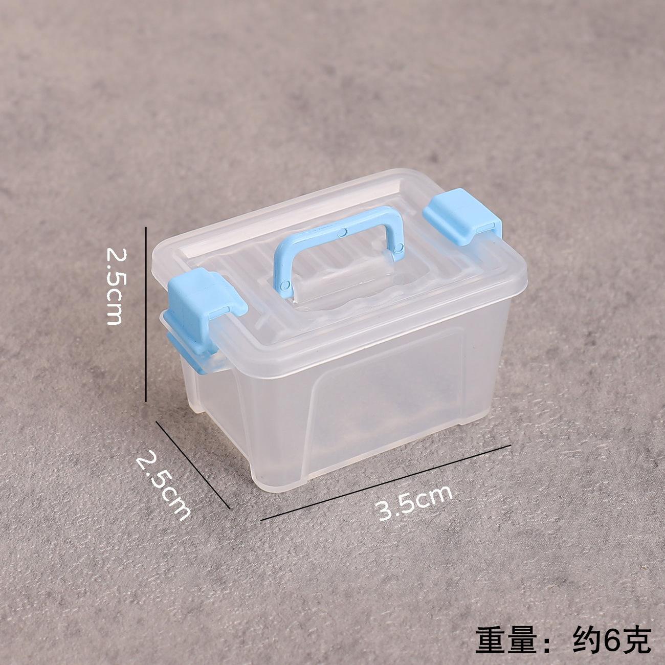 Transparent Plastic Storage Box Mini Suitcase Organizer Small Parts Container Tool Storage Case for Dollhouse Pretend Play Toy