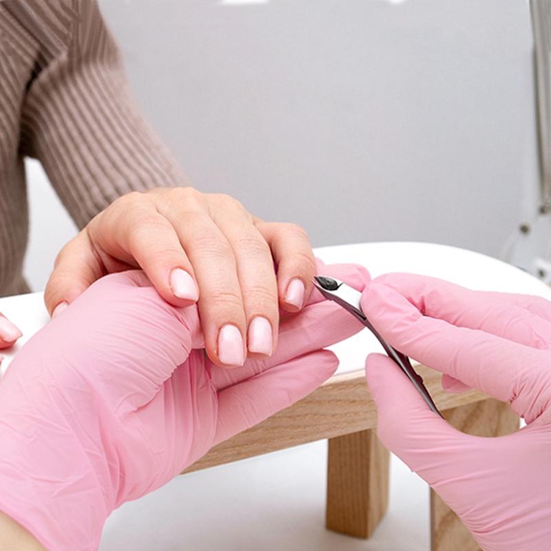 100/40/20 pcs/bag, pink disposable gloves, Work Gloves, Household Cleaning Gloves, waterproof, latex-free, powder-free, suitable for home and kitchen cleaning, nail care, hairdressing, painting and small tool use, Christmas gift, non-medical grade gloves