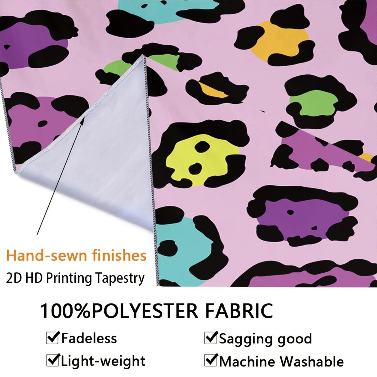 Leopard Print Tapestry, Wild Aesthetic Animal Print Wall Hanging, Vibrant Colorful Cheetah Tapestry for Bedroom Living Room Dorm, Home Wall Decor