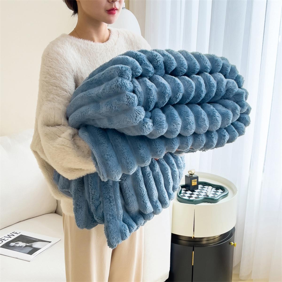 Faux Rabbit Fur Soft Fleece Blanket, Soft Fluffy Blanket, Warm & Cozy Throw Blanket, Versatile All-Season Gift for Home, Office & Travel, Available in Twin/Full/Queen/King Sizes