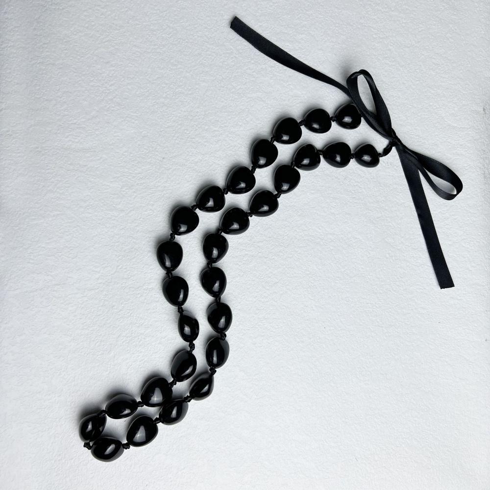 Black Ribbon Knot Acrylic Necklace For Graduation