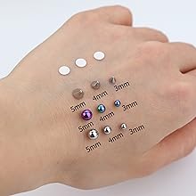Fake Eyebrow Ring, Fake Lip Labret Studs, 100pcs Sticker, Non-Piercing Nose Rings, Silver Color, 3mm 4mm 5mm, Daily Wear Jewelry