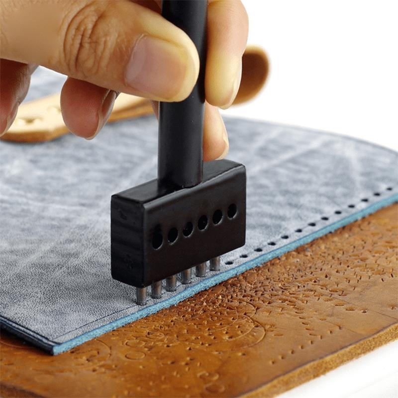 Craft Precision: Lightweight Leather Punch Tool, 2/4/6 Hole, 5mm Spacing - Perfect for DIY Projects, Durable & Versatile
