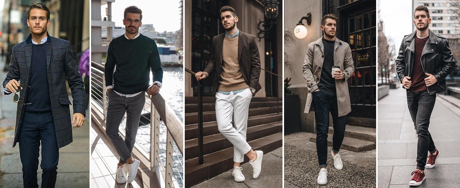 COOFANDY Men's Crew Neck Sweater Slim Fit Lightweight Sweatshirts Knitted Pullover for Casual Or Dressy Wear (Only the crew neck sweater is for sale)