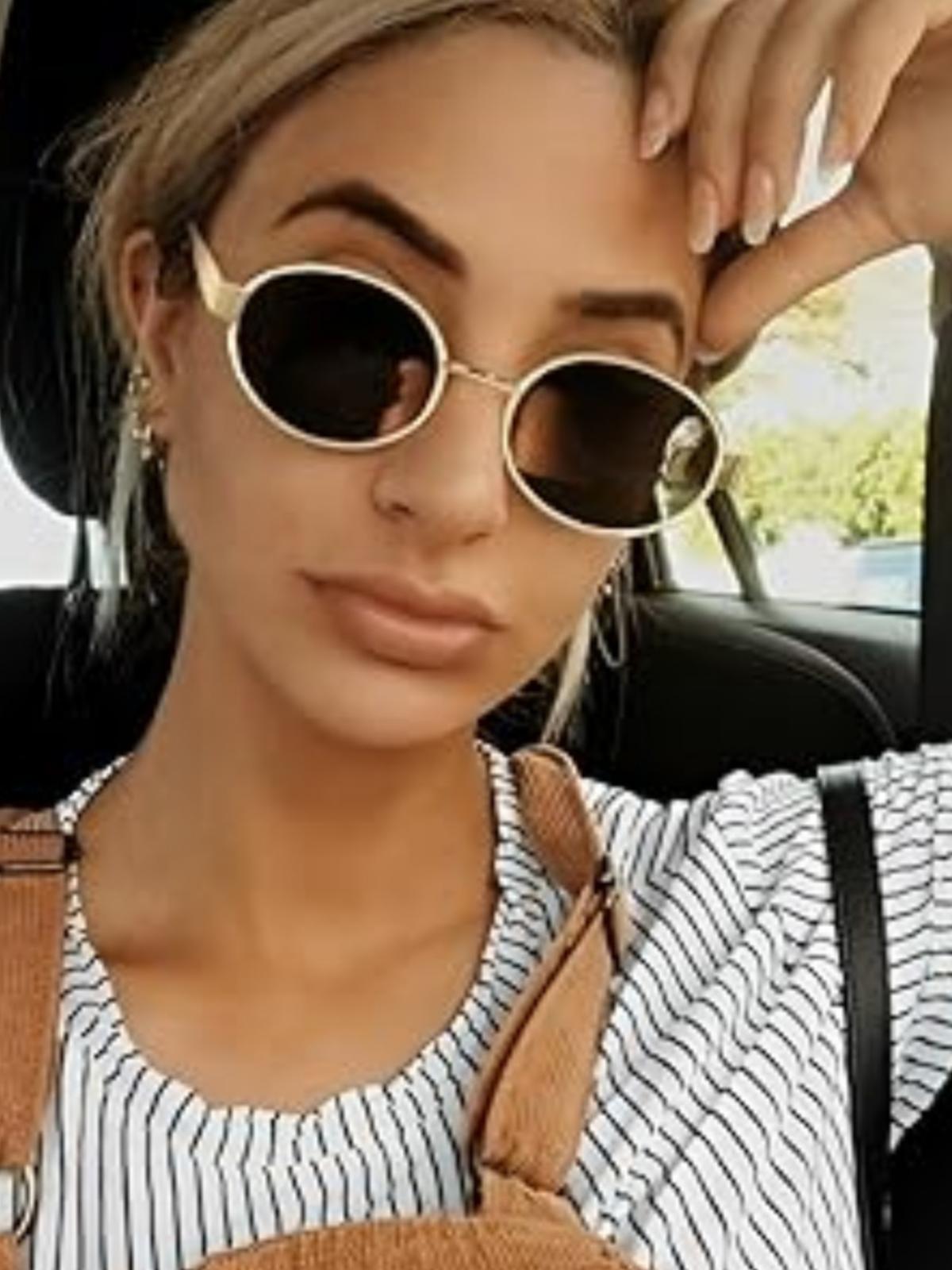 FEISEDY Trendy Retro Oval Sunglasses for Women Men Small Metal Frame Sun Glasses UV400 Shades B0124 FEISEDY Trendy Retro Oval Sunglasses for Women Men Small Metal Frame Sun Glasses UV400 Shades B0124