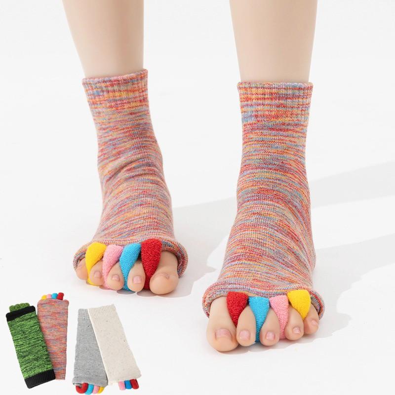 Five-Toe Separator Socks for Men Women, Breathable Comfort Toeless Socks, Massage Socks for Yoga, Walking, Gym, and Daily Use