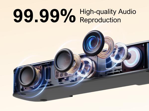 ULTIMEA Aura A40 7.1ch Virtual Surround Soundbar – Entry Level 4 Adjustable Speakers, 121 EQ Presets, Subwoofer, Wall-Mountable Budget Edition.Audio.Smartphone. Bluetooth. Sound Bar. TV