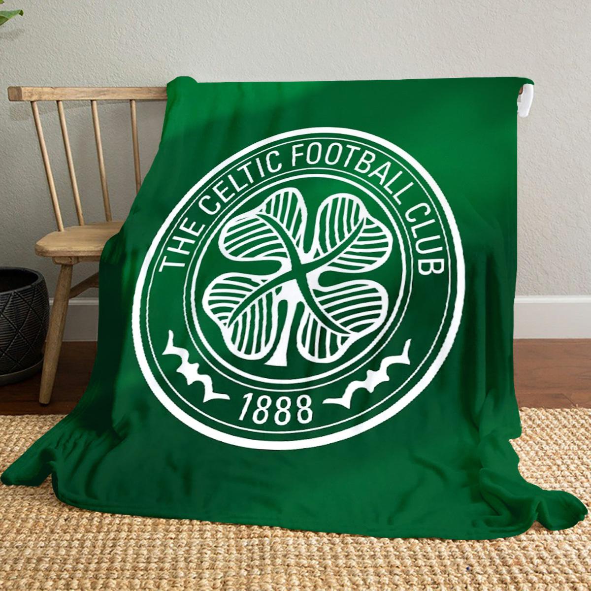 Celtic Clover printed cute cartoon plush blanket suitable for all seasons, soft and comfortable sofa mattress office outdoor blanket camping travel home plush black five Christmas holiday gift C1733