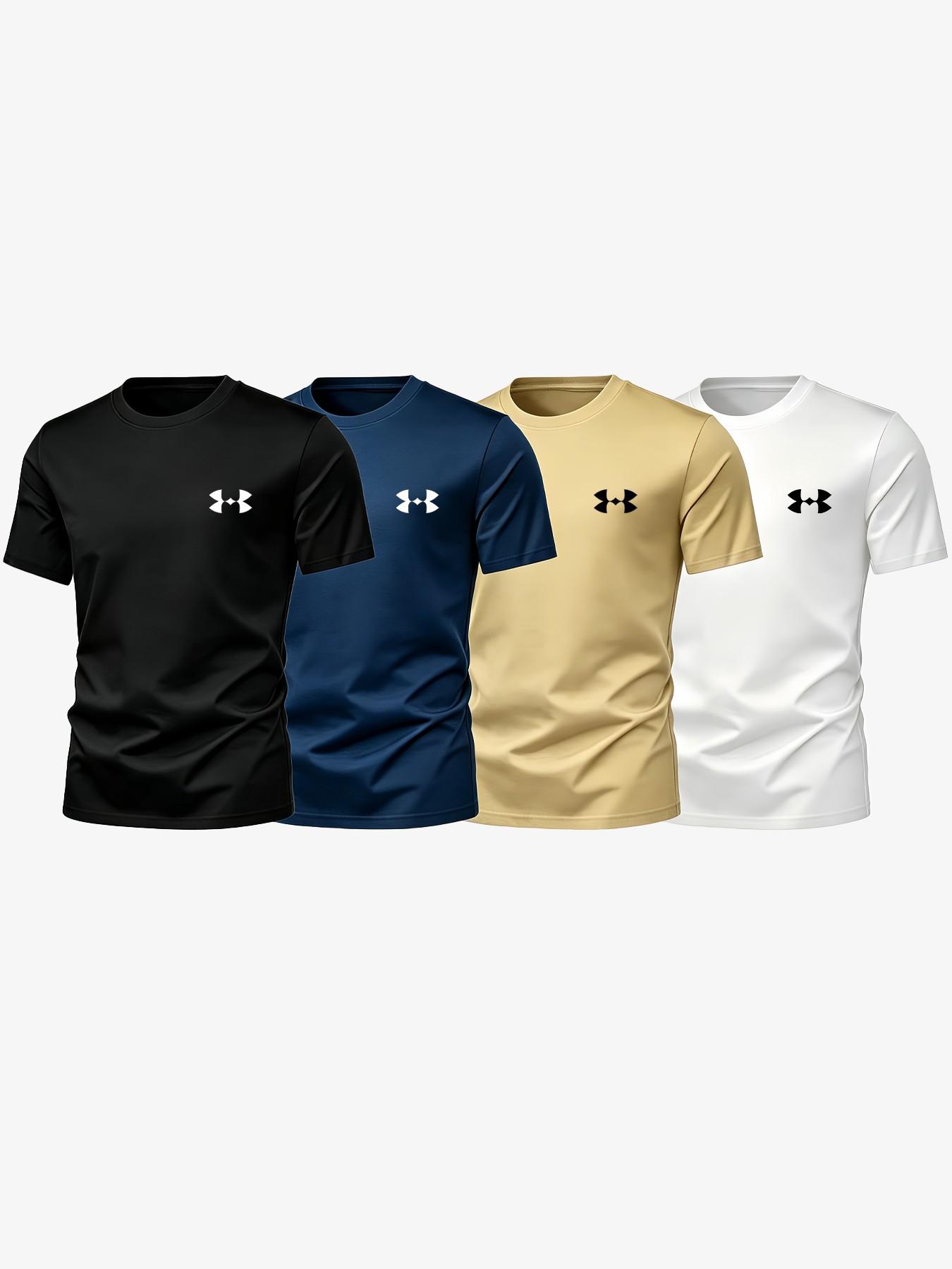 Summer Men's Basic Sporty Short Sleeve T-Shirt, Breathable Quick-Dry, Casual Loose-Fit, Gym Training, Fitness T Shirt, Multi-Color, Graphic Pattern, Dry Fit Tees, Breathable Workout Tops, Dry Fit Shirts