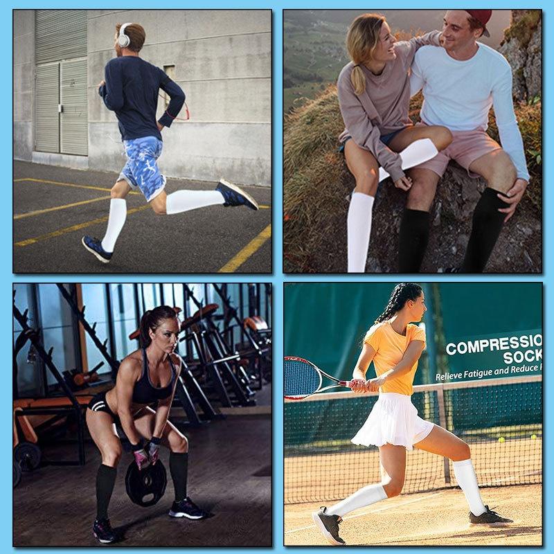 Women's & Men's 6-Pair Aesthetic Minimalist Fabric Compression Socks - Stretchy, Breathable, Comfortable, Modest, Calf-High, Leg Care Coordinates, Combination 51, Hospital Nursing Support for All-Day Standing, Everyday Wear
