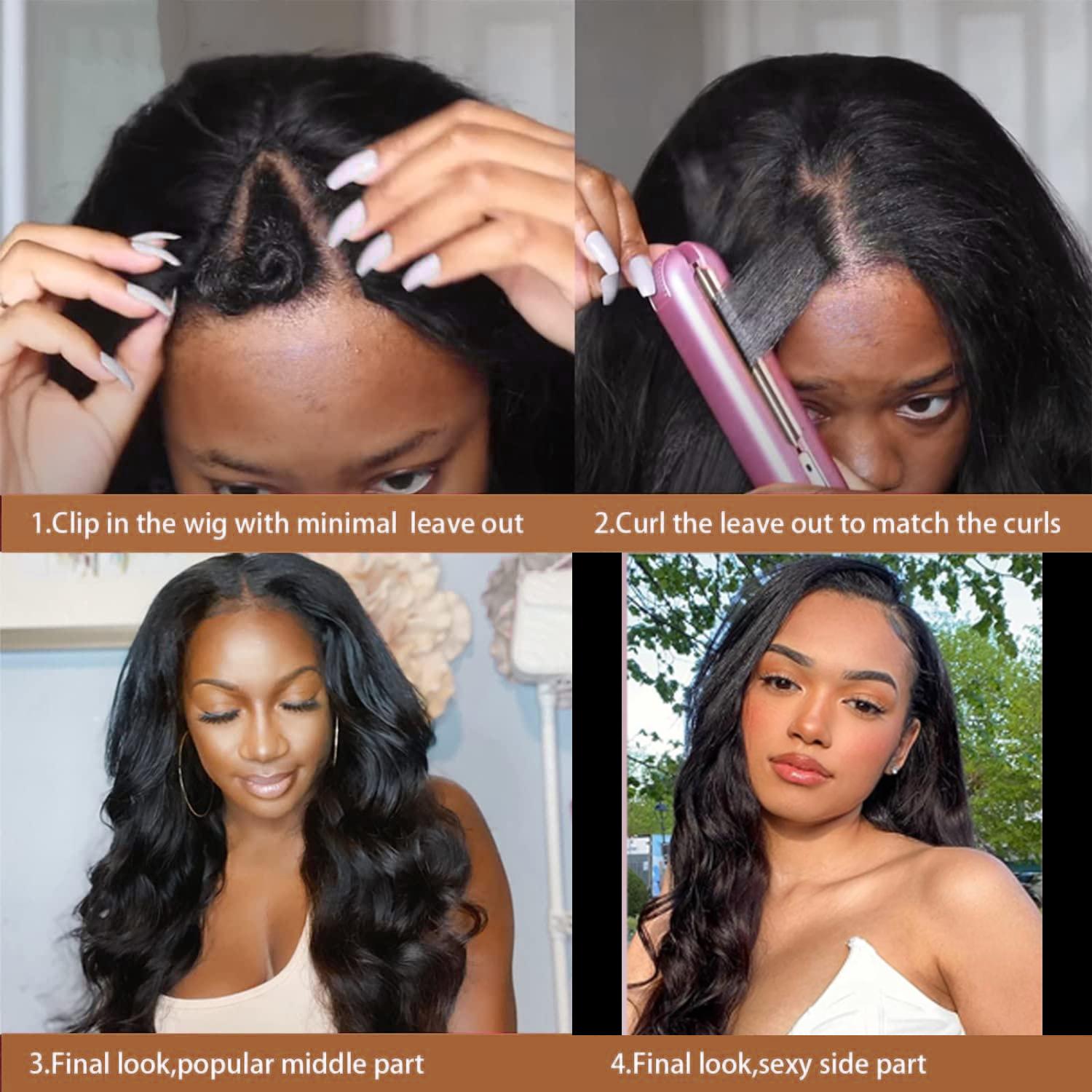 Body Wave V Part Wig Synthetic Wigs for Women Full Head Clip In Hair Wear and Go Glueless Hair Synthetic Wigs