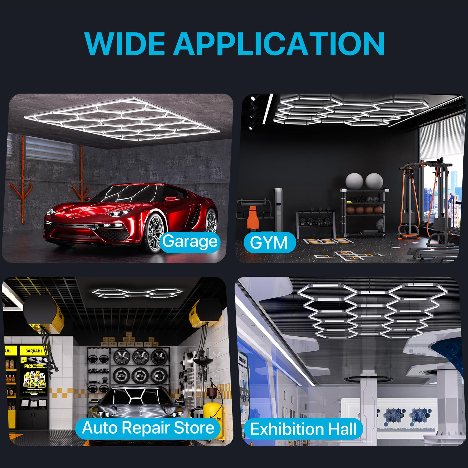 HYPERLITE DIY Hexagonal Ceiling Light, Honeycomb Ceiling Light,Ultra Bright 3960 Lumens-54780 Lumens Honeycomb Lights,（Dimmable） Hexagonal Garage Lights for Shops Supermarkets Shopping Malls Car Shows Basements Gymnasiums, SpringGlowUp