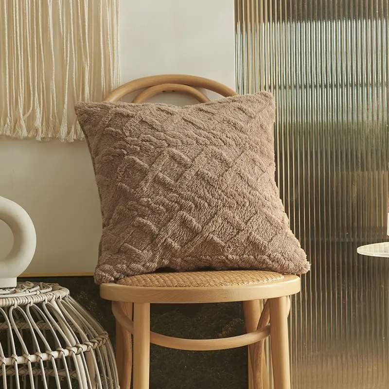 Plush Three-Dimensional Jacquard Pillowcase, Geometric Square Cushion Cover, Ideal for Living Room, Bedroom, Sofa, Chair, Versatile