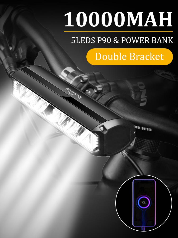 Bicycle Light 10000mah Portable Power Bank Flashlight, USB Rechargeable Mountain Bike Headlamp Accessory, Ideal for Cycling, Mtb Lights