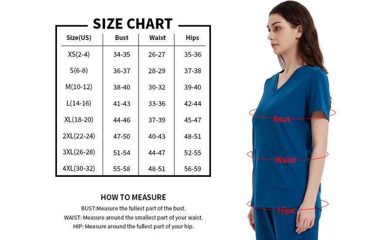 Scrub Tops for Women V-Neck Classic Fit with Two Pockets for Medical Uniforms Four-Way Stretch, Anti-Wrinkle