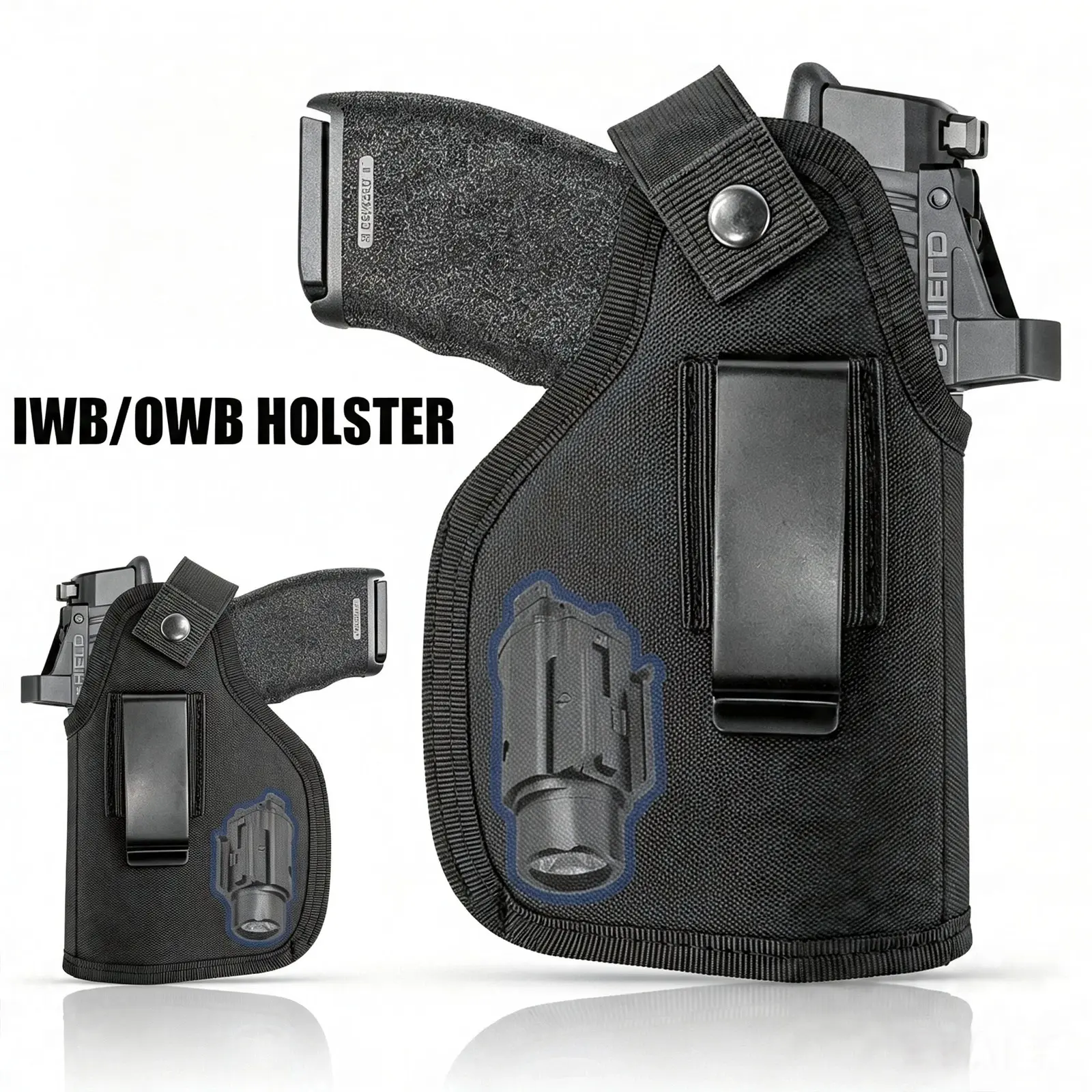 Universal OWB IWB Gun Holster Optic Cut Concealed Carry Holster for Pistol with Flashlight Laser Light Red Dot Optics Fit Taurus G2C G3C G3 Glock 17/19/ 19X/ 43X/ 26/MOS, Sig P365/P365X/ P365XL/P320, Hellcat Pro/Echelon, Shield Plus/EZ, M&P 9/.40 &More
