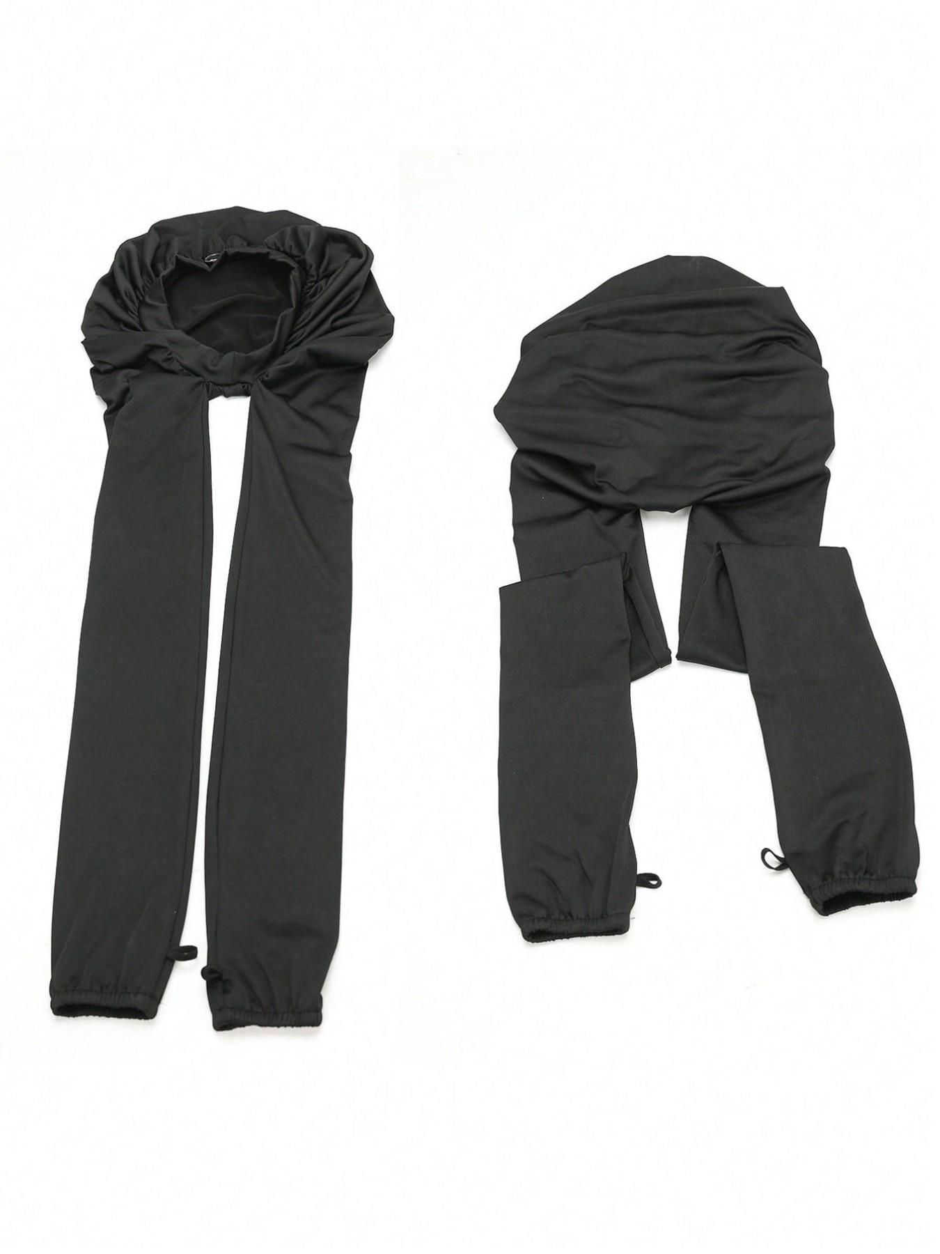 2-In-1 Breathable Long Hair Sleep Cap with Satin Bonnet, Soft Protective Crochet Hair Net, Lightweight Overnight Hair Cover for Braids, Locs & Curly Hair