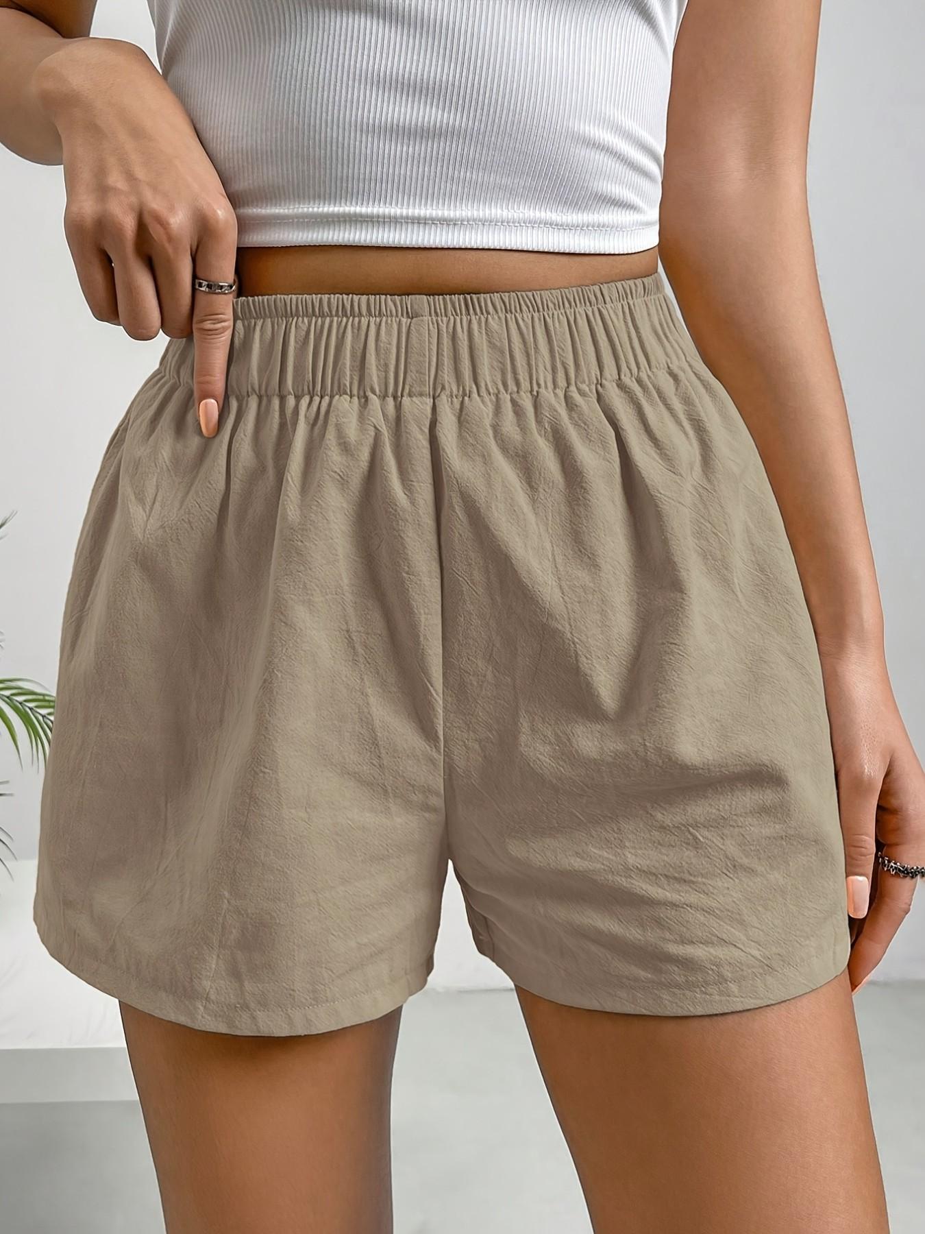 Summer Casual Elastic Waist Shorts, Multi-Color Loose Fit A-Line Wide Leg Pants, Home Commute Versatile Slimming Hotpants
