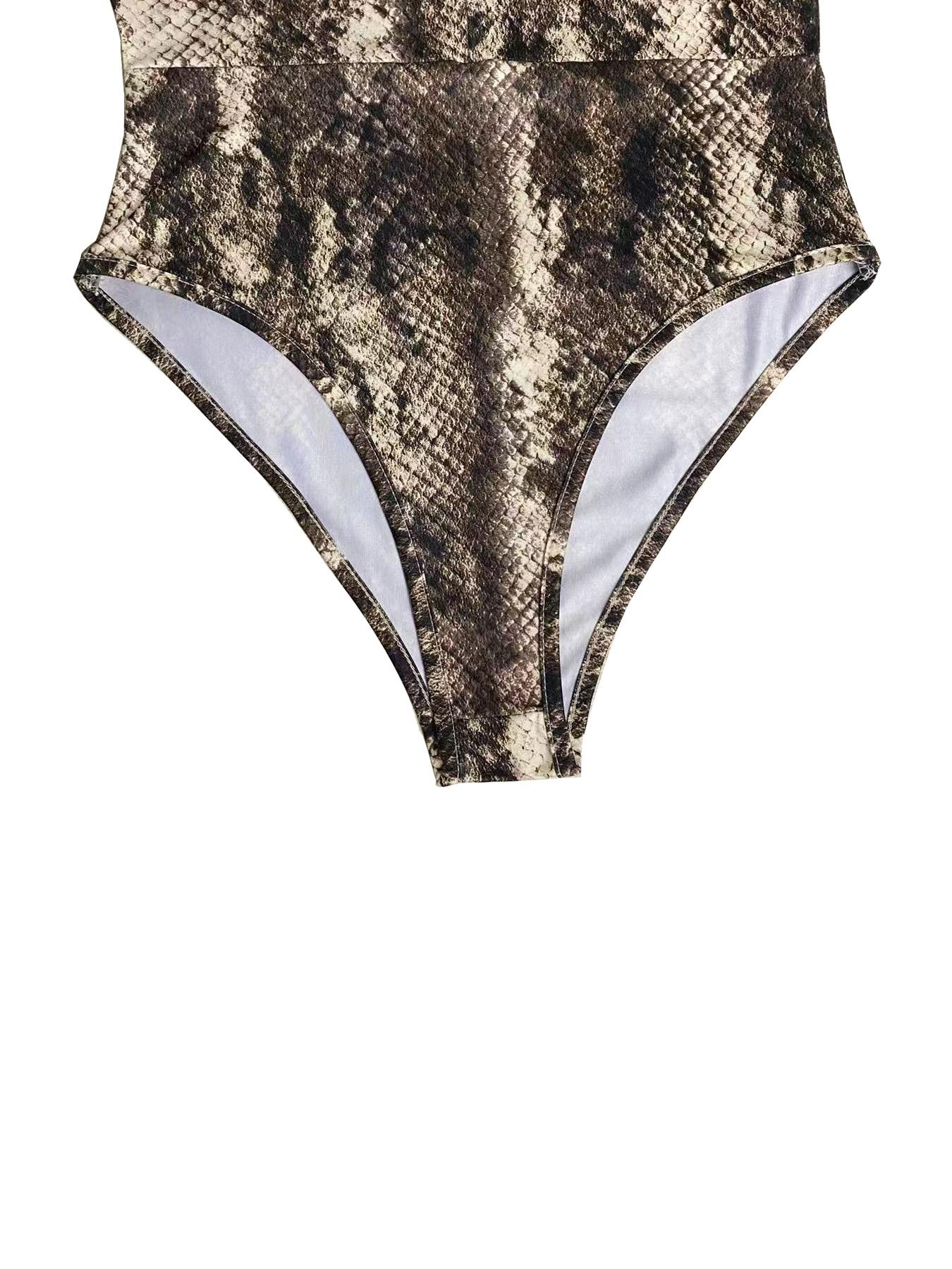 Women's Leopard Print Zipper Thumb Hole Design One-piece Bodysuit, Fashion Casual Long Sleeve Bodysuit for Daily Outdoor Wear, Women Clothes for Spring & Fall, Womenswear