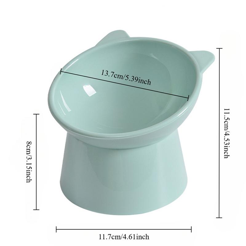 Elevated Tilted Ceramic Cat Bowl, Non-Slip Pet Bowl with Detachable Stand, Neck-Protecting Slanted Design, Anti-Choke & Anti-Spill, Food-Grade Safe & Durable, Ideal for Cats, Dogs, Kittens, Puppies, Rabbits, Indoor, Outdoor & Travel Use