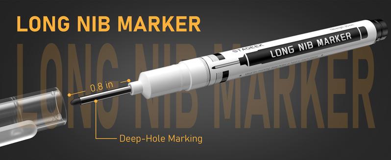 STAGEEK 3 Pack Carpenter Pencil with Sharpener, Mechanical Carpenter Pencils with 39 Refills, Heavy Duty Construction Pencil with Sharpener, Deep Hole Long Nib Marker Pens for Architect Marking - With Case