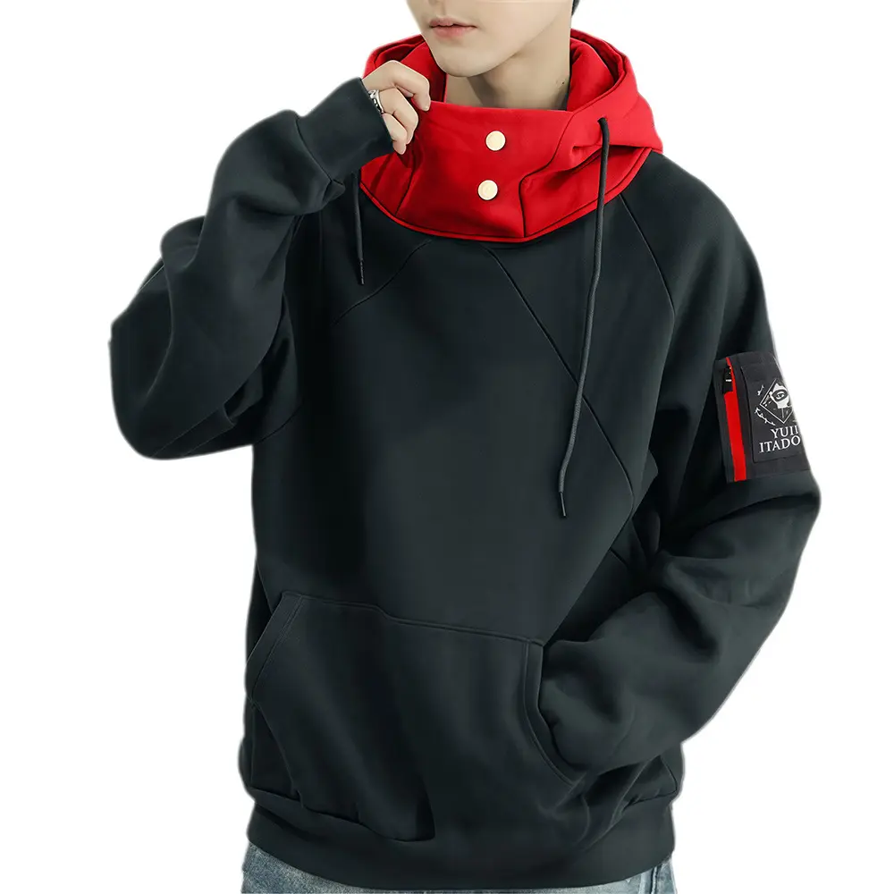 Jujutsu Kaisen Yuji Itadori Cosplay Hoodie, Anime-Inspired High Neck Pullover Sweatshirt, Hooded Jacket with Stand-Up Collar, Streetwear Outfit for Anime Fans, Cosplay Events and Everyday Wear Womenswear Tops