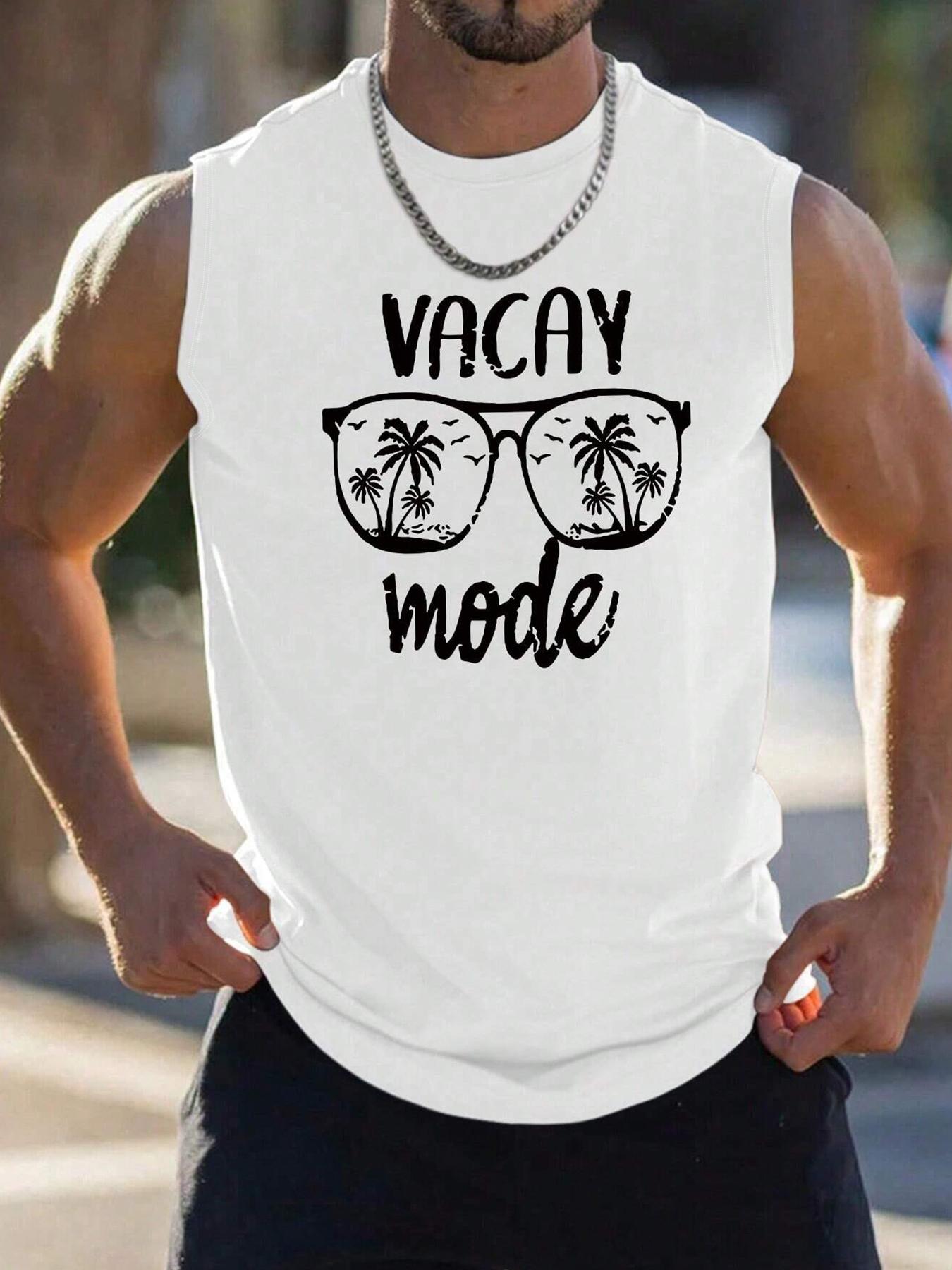 Men's Regular Fit Palm Tree Print Tank Top, Casual Comfy Sleeveless Top for Summer, Fashion Men's Clothes for Beach Vacation, Menswear, Sleeveless Tank Tops
