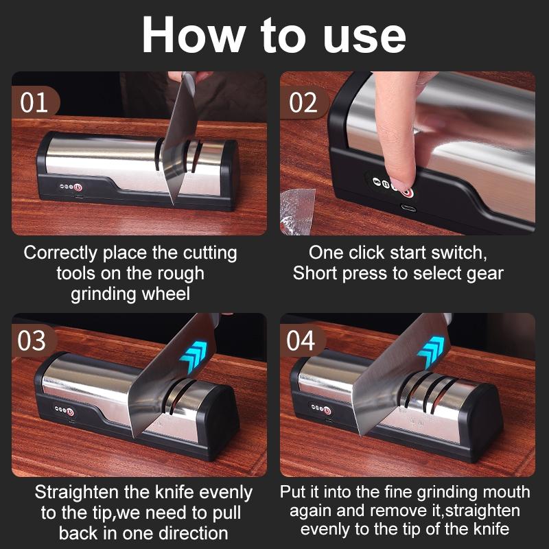 Electric Knife Sharpener, 1 Count Multifunctional Knife Sharpener, Household Knife Sharpener for Kitchen, Kitchenware, Kitchen Gadgets, Gift