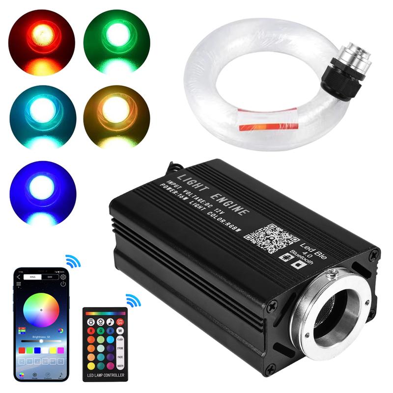 APLOS 12W Blinking RGBW APP Fiber Optic Lights,500pcs Fiber Optic Stars Ceiling Lights Kit For Car Truck Headliner Stars/Home
