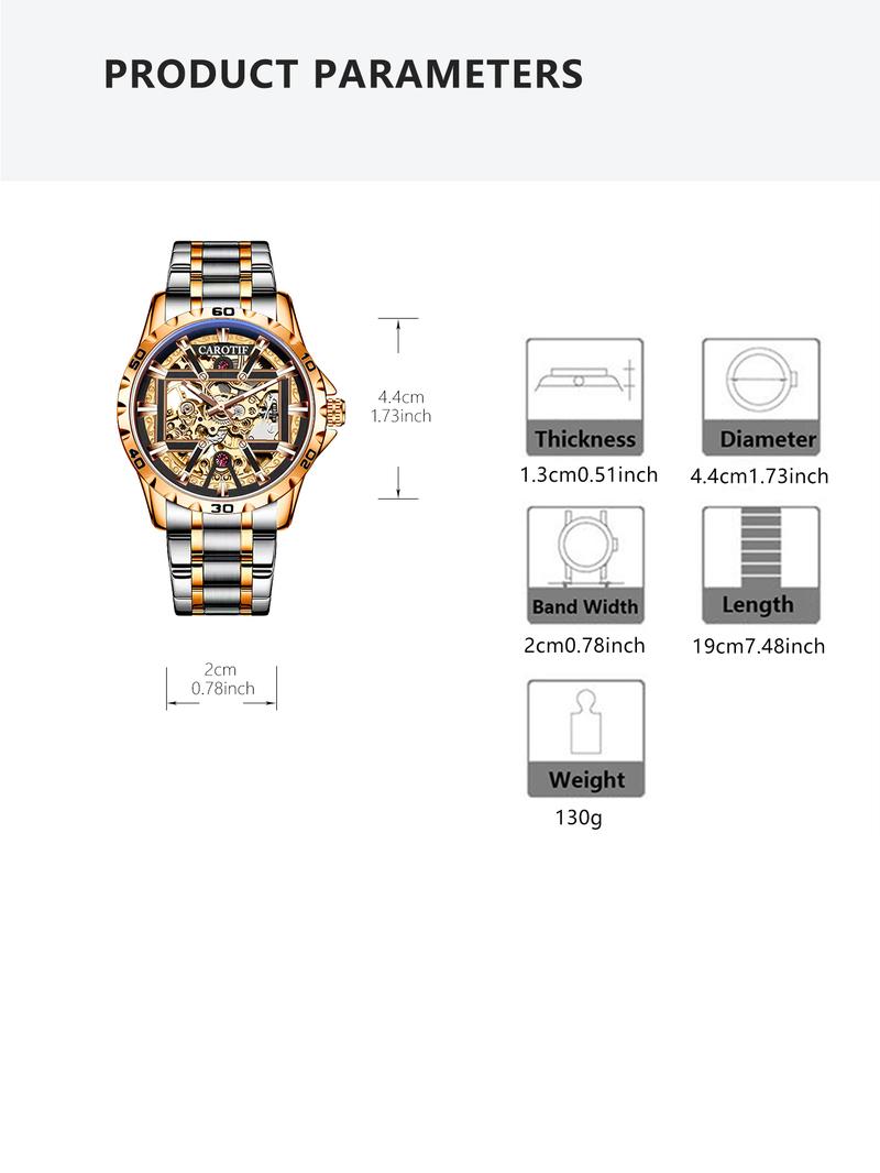 Men's Business Fashion Round Dial Analog Watch, Mechanical Style Watches, Fashion Watch for Party, Daily Clothing Decor, Trendy All-match & Exquisite Watch for Birthday Gift with Box