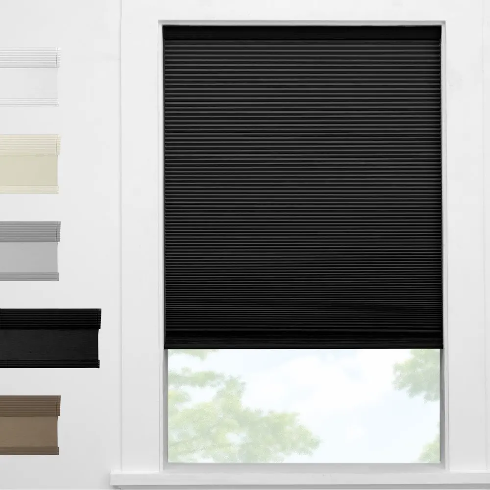 Pocageum Cordless Cellular Honeycomb Blinds - 32.5"-58.5" Wide Minimalist Modern Solid Colors Shades, Light Filtering & Blackout Thermal, Child Safe for Large Wide Windows, Living Room Decor & Office Use