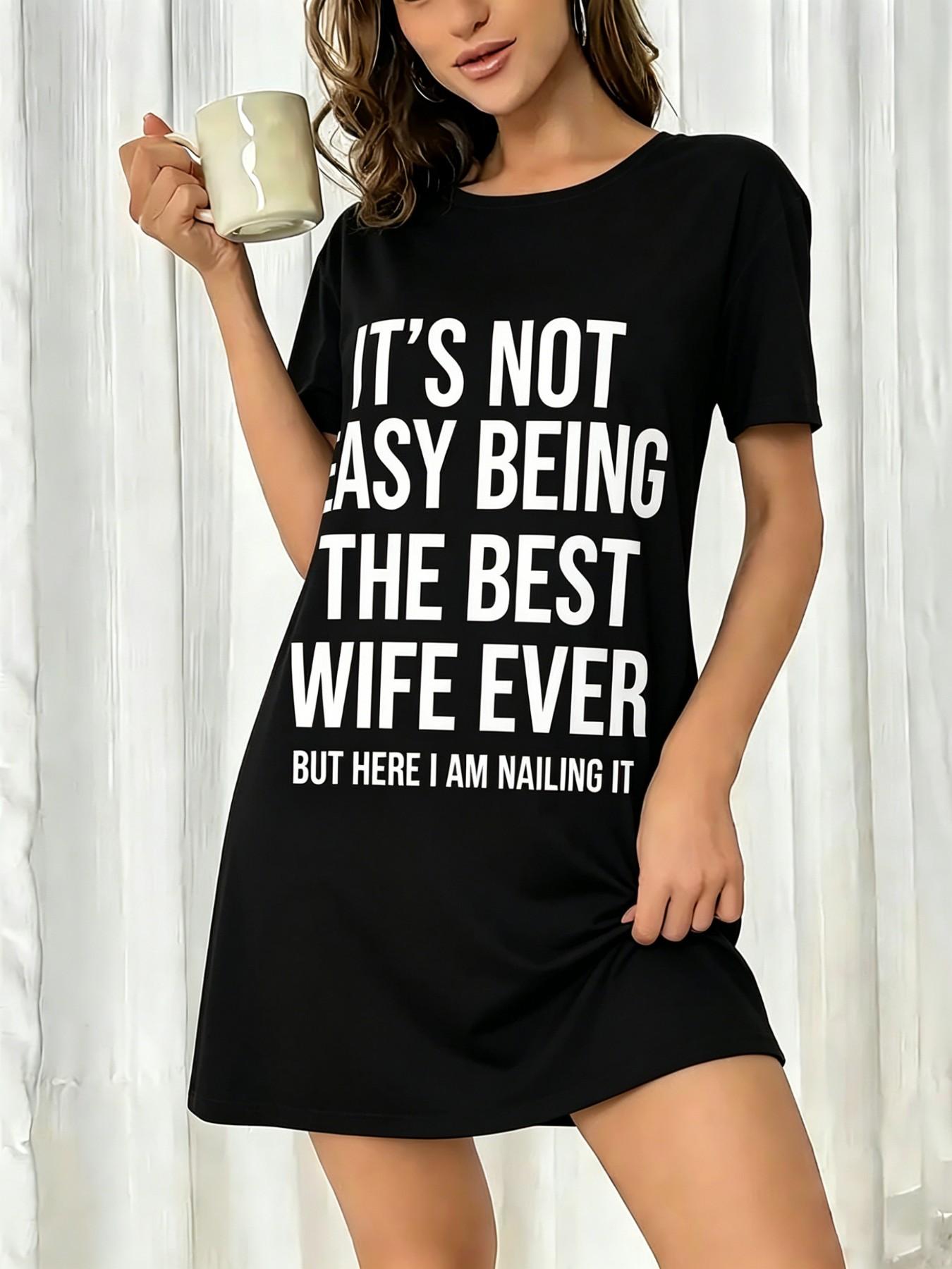 3-Pack Women's Nightdresses, Round Neck Short Sleeve, All-Season Comfortable Breathable, Casual Home Wear Loungewear, Large Cartoon Print, Nightwear, Summer Sleepwear