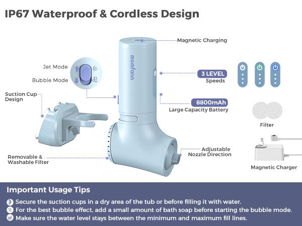 Momfann Bath Jets for Tub, Portable Jet Spa for Bathtub, Bubble/Jet Mode, 3-Level Adjustable, Bath Spa for Gifts for Women