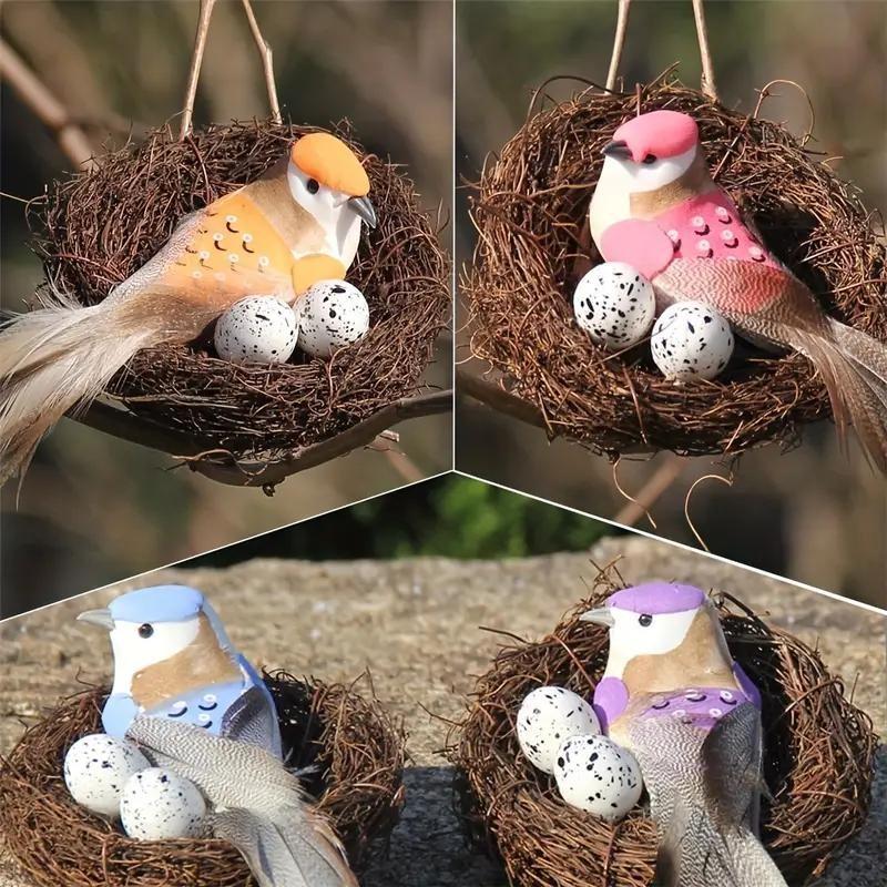 2pcs Handmade Natural Material Bird Nest Models, Garden Courtyard Home Party Wedding Decor Gifts, Desktop Ornament for Bird Lovers