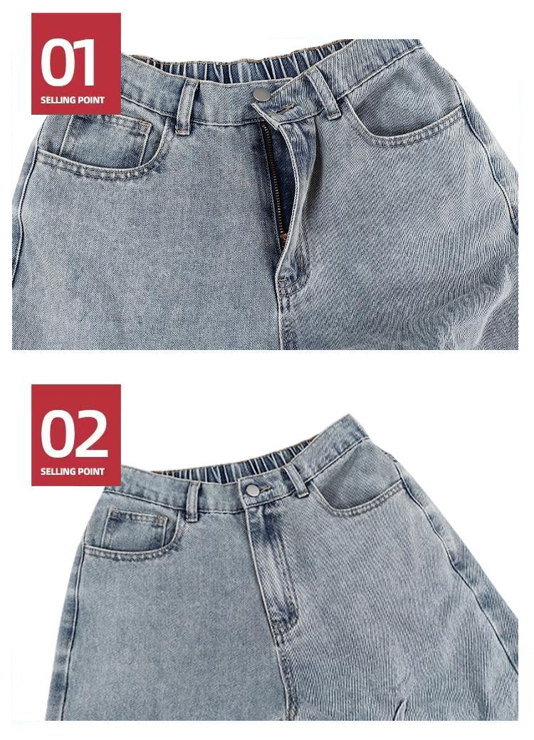 Elengatine Embossed Flame Pattern Denim Jeans for Women Light Wash Finish Loose Wide Leg Silhouette Elasticized Waistband for Comfort Unique Textured Design Y2K Streetwear Inspired Perfect for Casual Outfits Stand Out Fashion Piece Pants Bottom