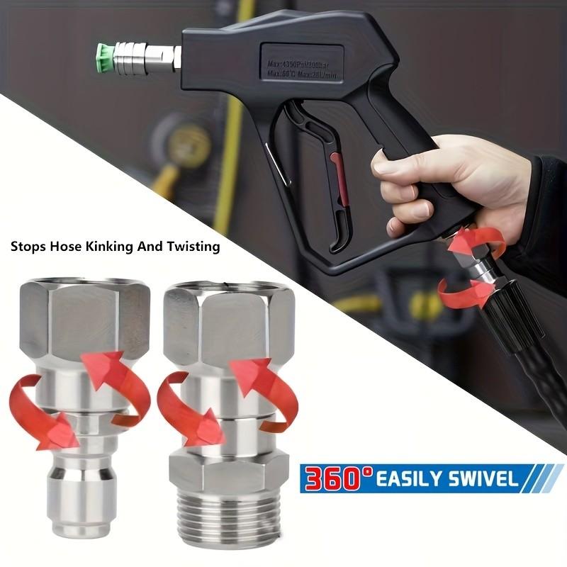 High Pressure Washer Rotating Adapter, M22-14mm/15mm to M22 Anti-Twist Connector, 360 Degree Rotation, for Water Gun, Hose