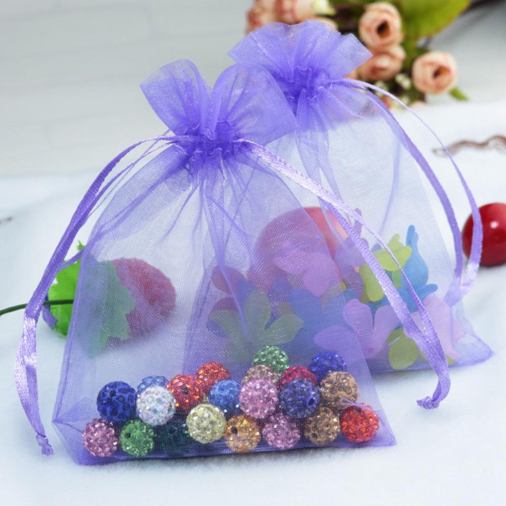 50pcs Transparent Gift Bags with Drawstring, High-Quality Organza Candy Bags, Wedding Decorations, Jewelry Packaging, Christmas Party Supplies, Gift Wrapping Supplies