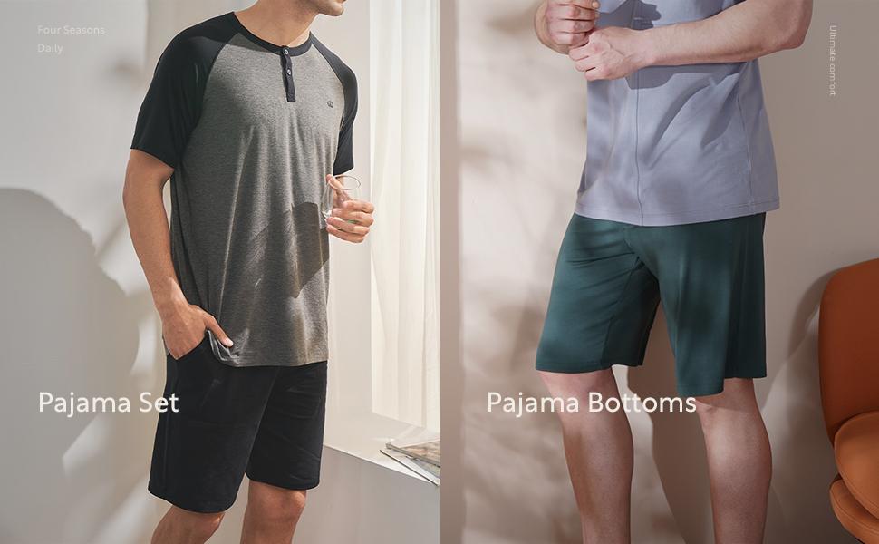 David Archy Mens Sleep Shorts Bamboo Rayon Lounge Bottoms Soft Comfy Cooling Pajama Wear Pants in 2 Pack for FathersDayGift Loungewear